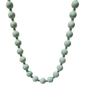 Retro Mint Green Beaded Necklace 50s 60s Fashion Jewelry Women